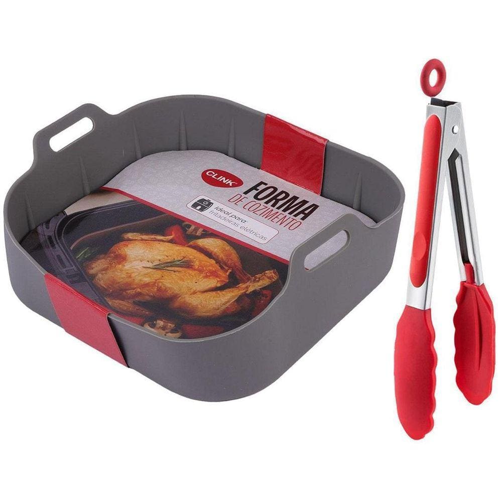 Forma De Silicone Fritadeira Air Fryer Com Alça + Pegador