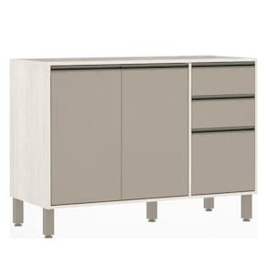 Balcão De Pia Sem Tamp 120cm De Abrir, 3 Gavetas Com Mocca Laca