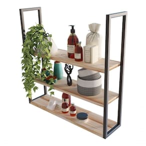 3 Prateleiras Em Metal Reforçada P/ Home Office De Teto 80Cm
