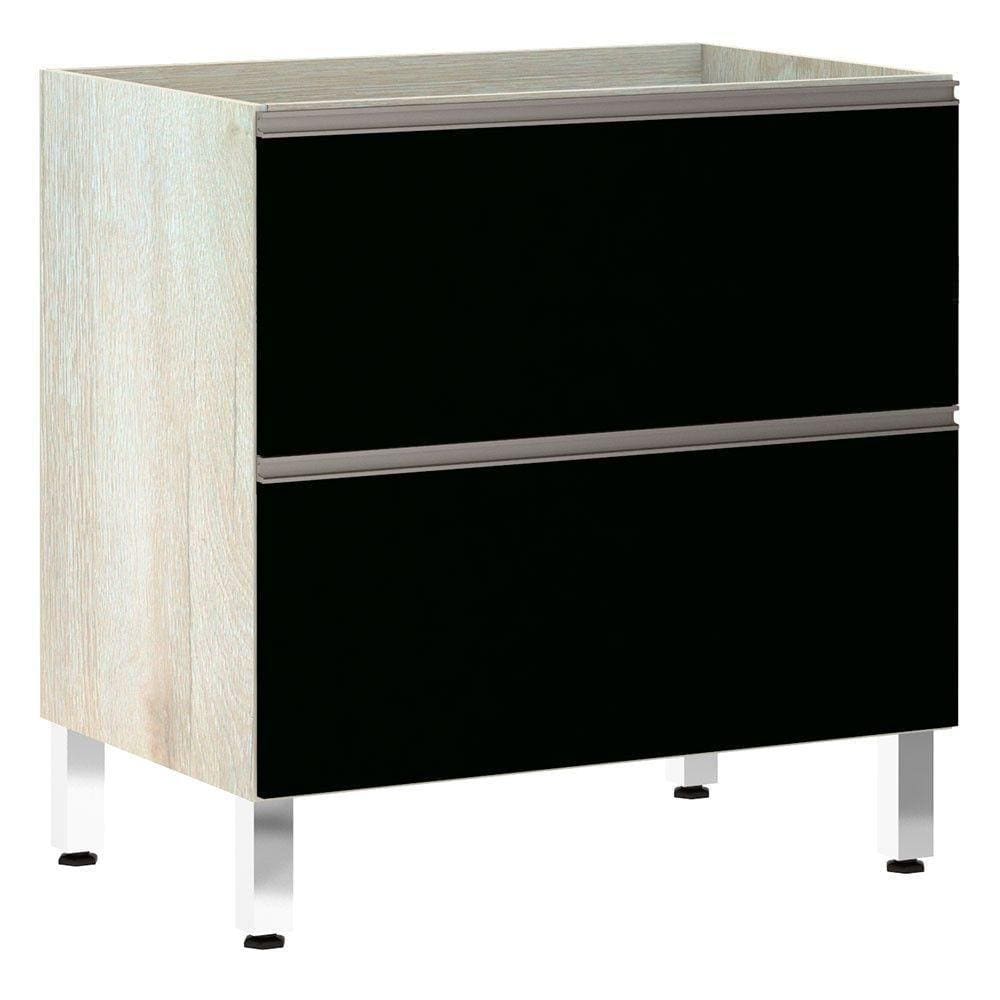 Balcão Sem Tampo 80cm Misto Basculante Luci Legno Crem e Preto Tx