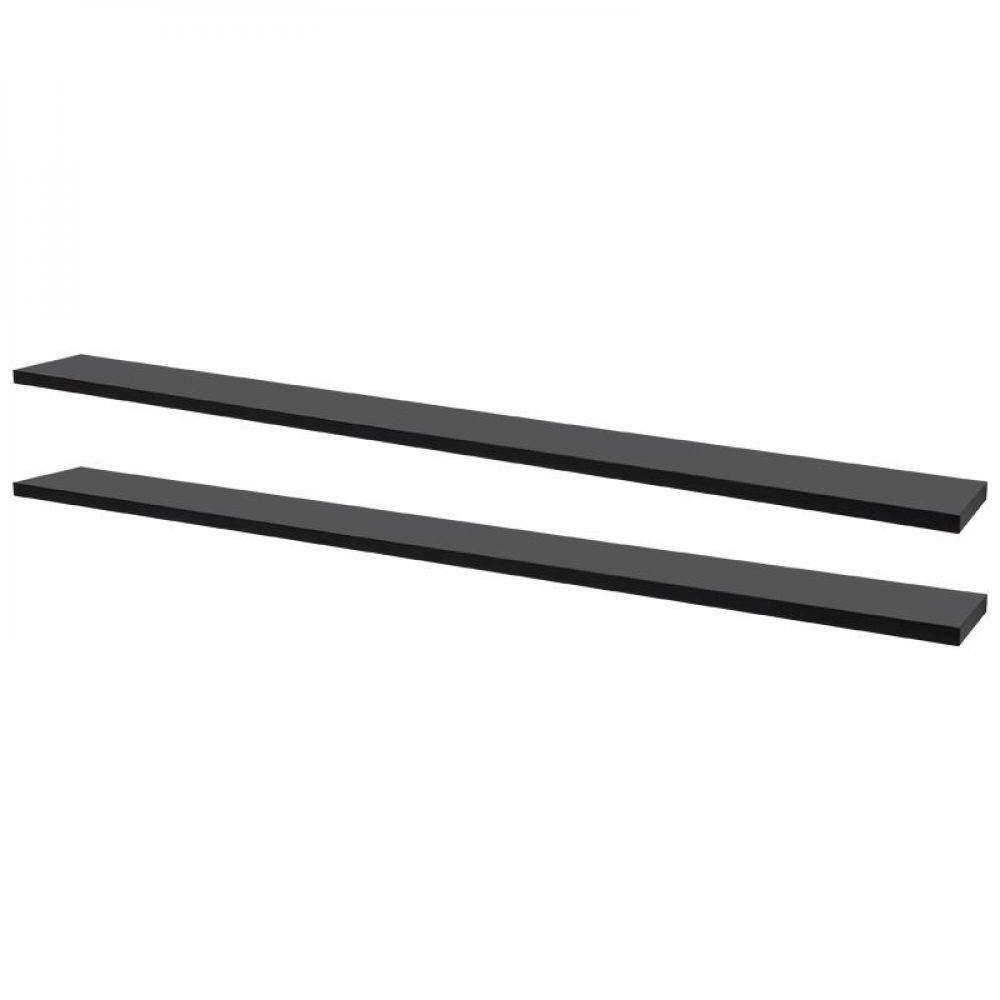 Kit 2 Prateleiras 100 X 10cm Preta Suporte Invisível