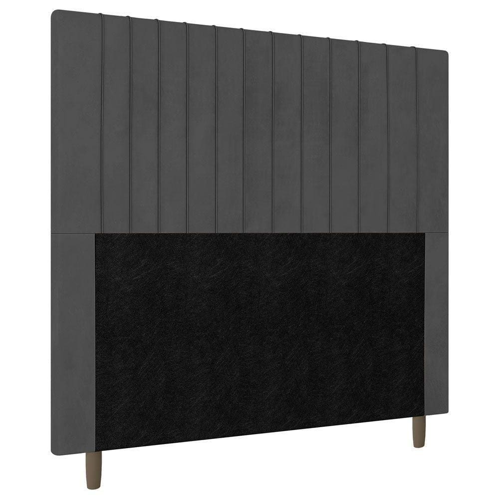 Cabeceira Cama Box Casal King Size Nala 195cm Suede Cinza
