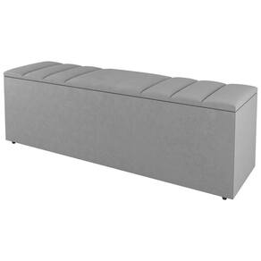 Calçadeira Baú Queen Size Grace 160Cm Suede Cinza Claro