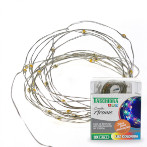 Cordão Decorativo Taschibra Arame Led Iluminado Colorido 3m a Pilha
