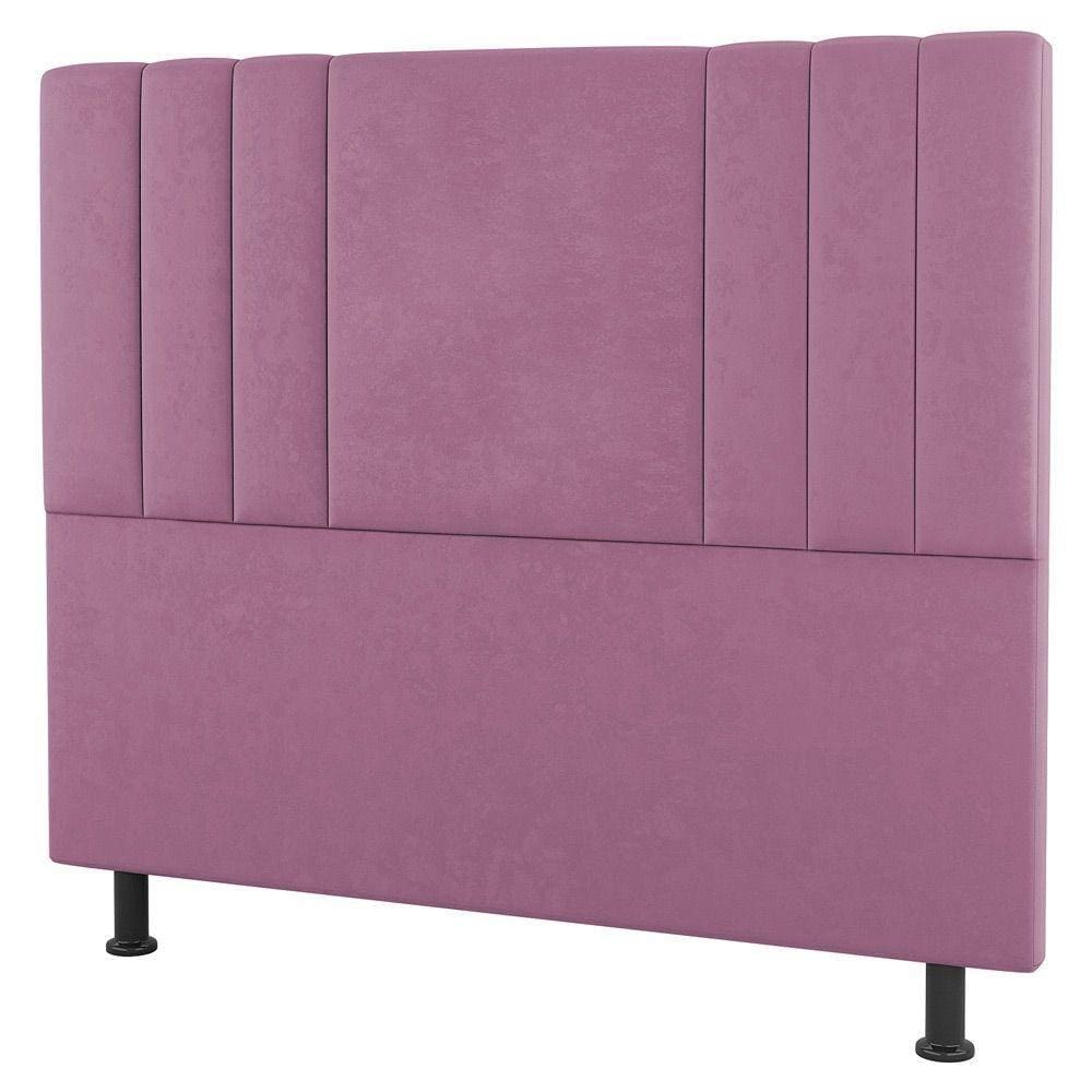 Cabeceira Cama Box Casal King Size Grace 195cm Suede Rosa