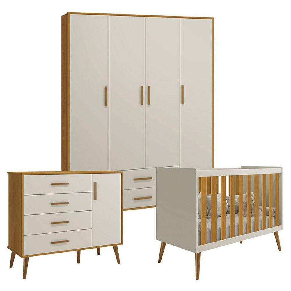 Quarto de Bebê Isis 4 Portas Areia Acetinado Savana - Reller