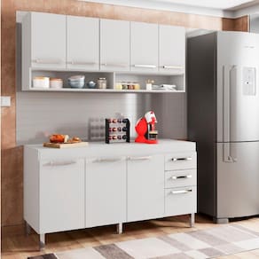 Cozinha Compacta 3 Gavetas 8 Portas Branco Grécia Casa Mobilia