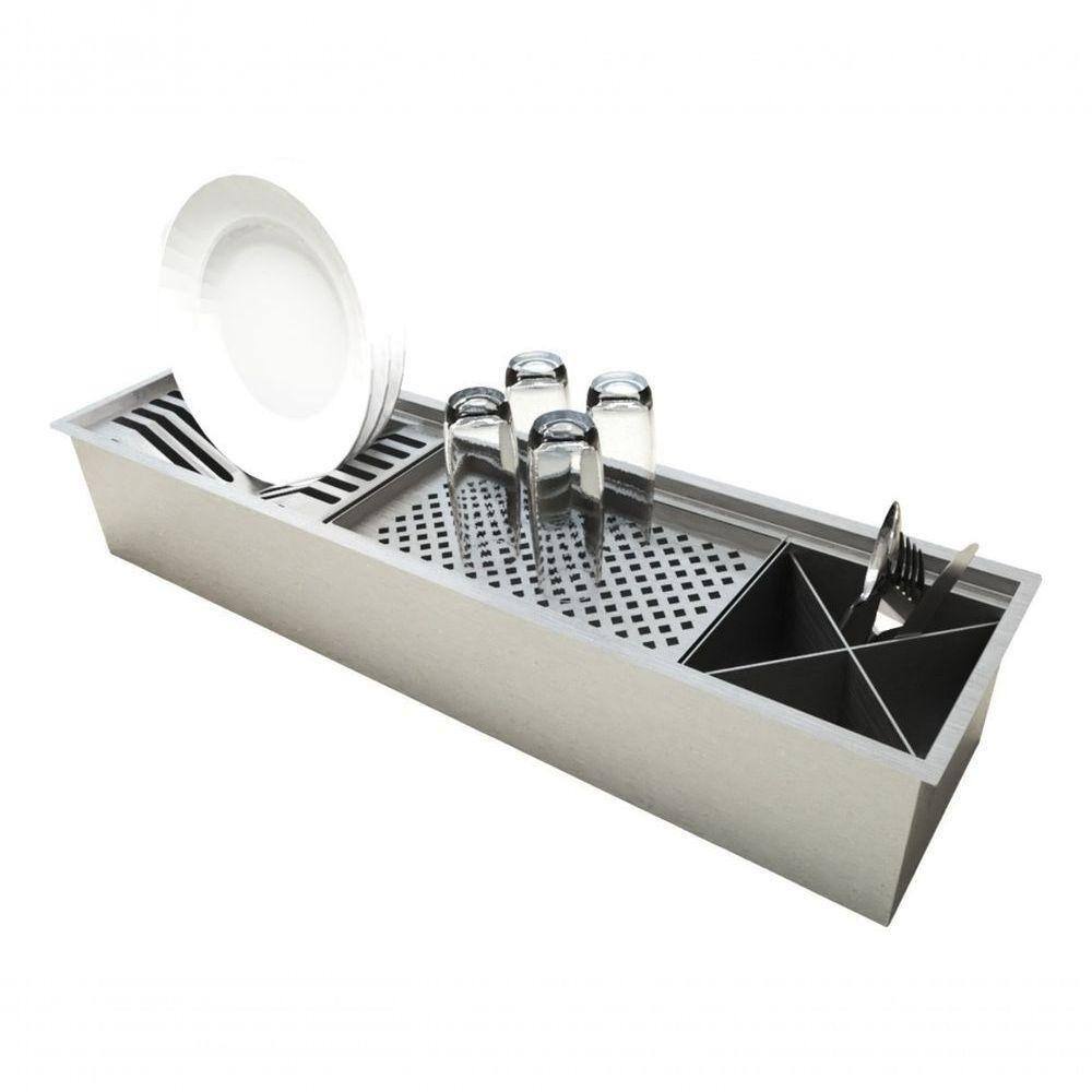 Canal Organizador Aço Em Inox Escovada De Cozinha Balcão