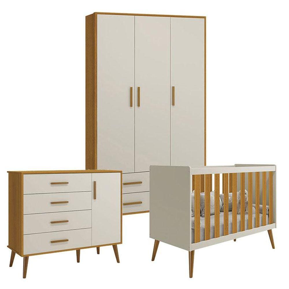 Quarto de Bebê Isis 3 Portas Areia Acetinado Savana - Reller