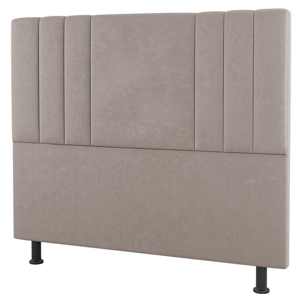 Cabeceira Cama Box Casal King Size Grace 195cm Suede Bege