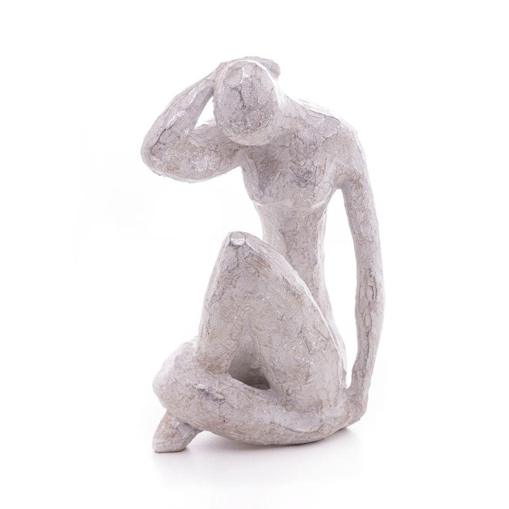 Escultura Decorativa Alongamento em Resina Prata 21x10cm Wolff