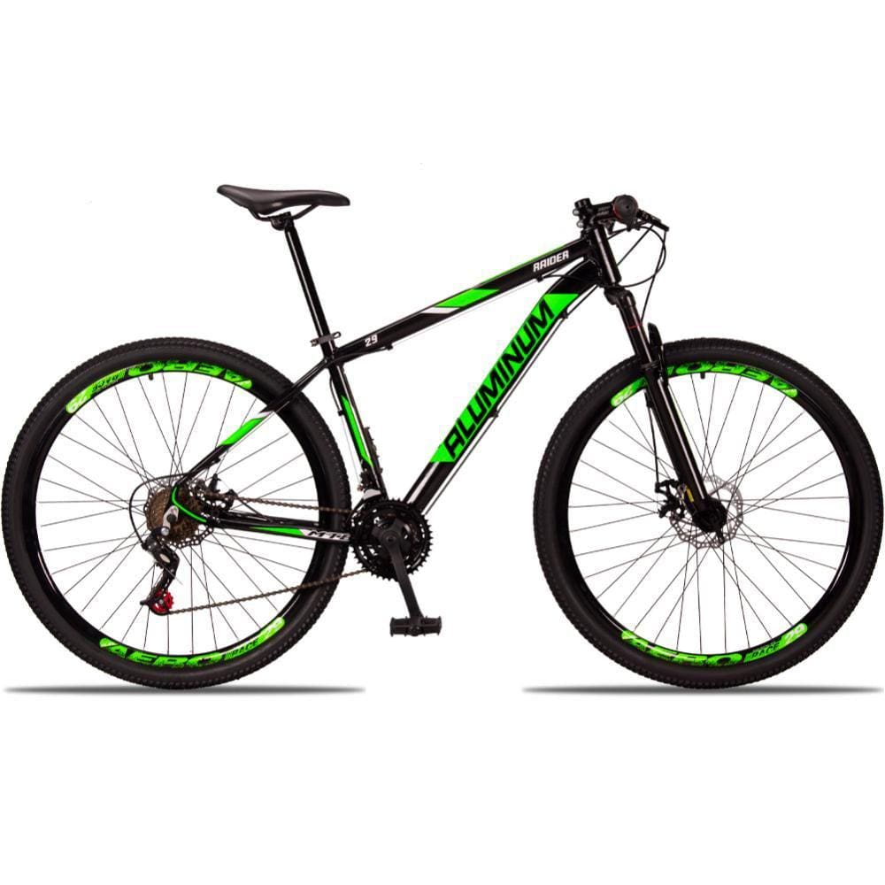 Bicicleta Raider Aluminum T21 Aro 29 Susp. Dianteira 21 Marchas - Preto/verde