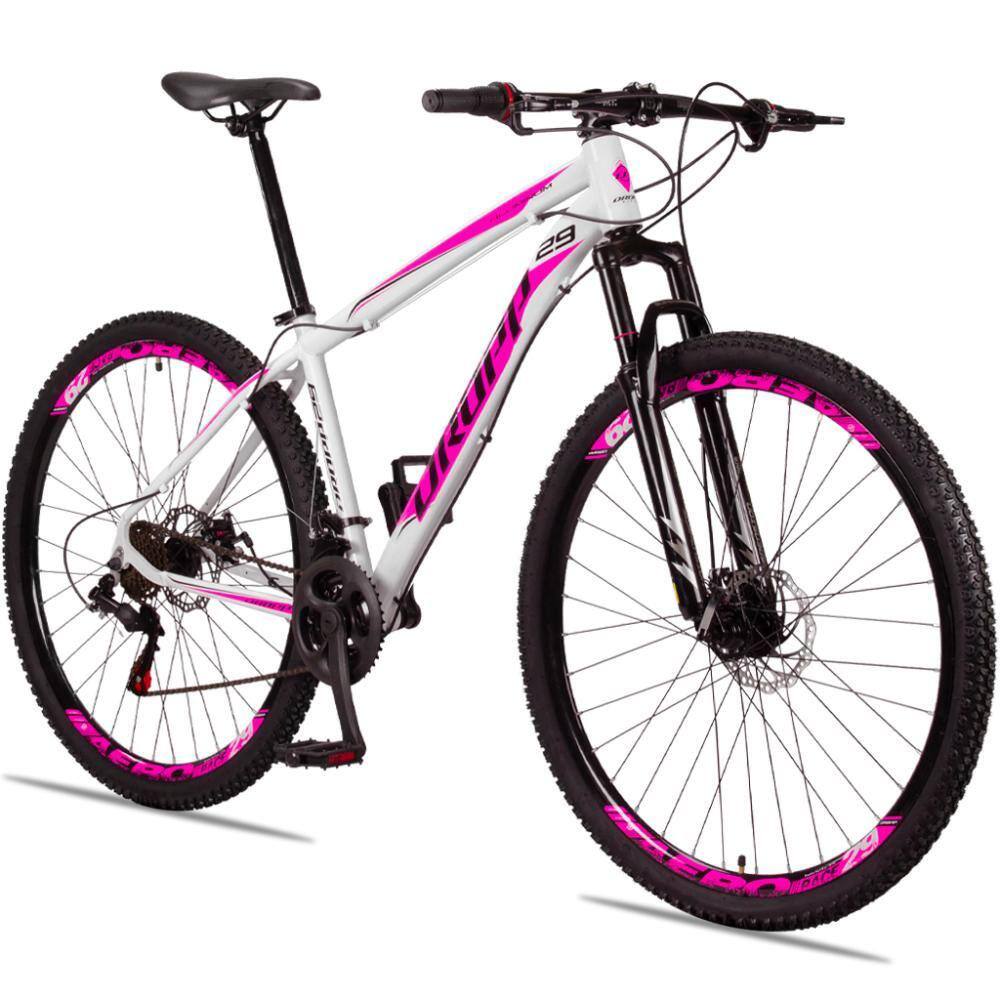 Bicicleta Dropp Aluminum Aro 29 Susp. Dianteira 21 Marchas - Branco/rosa