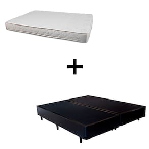 Cama Box Queen 158 Tecido Sintético Preto Com Colchão Roma Espuma D45 Bege 54x158x198