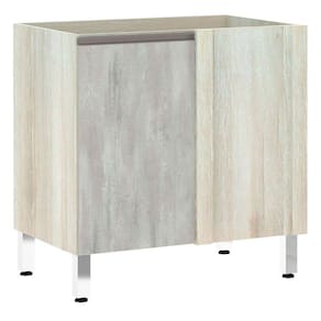 Balcão Sem Tampo Canto Reto Luciane 80cm Luci Legno Crem e Concreto