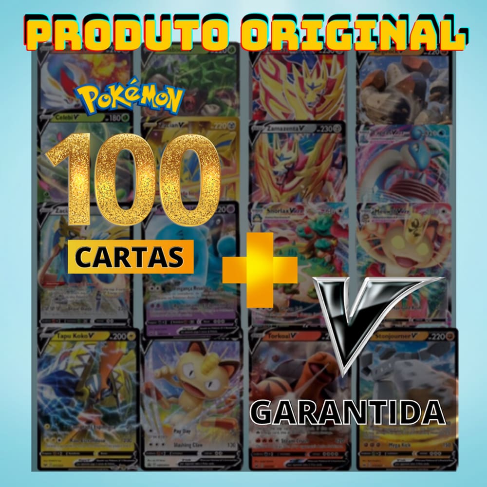 Lote Pokémon - 100 Cartinhas - Gx , V ou Ex Grátis - Português