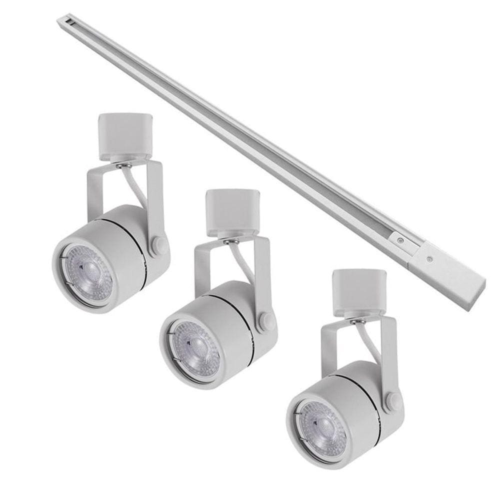 Kit Trilho 1 Metro com 3 Spots Nordecor Classic MR16 GU10 Bivolt Branco