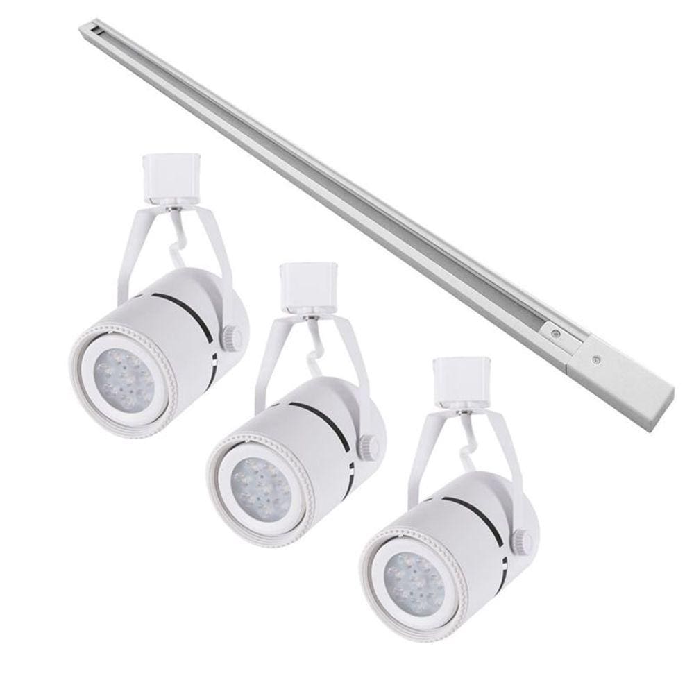 Kit Trilho 1 Metro com 3 Spots Nordecor Classic Par 20 E27 Bivolt Branco
