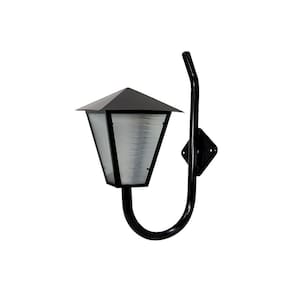 Luminária Romana Braço Curvo Parede Alumínio Preto 56x31cm