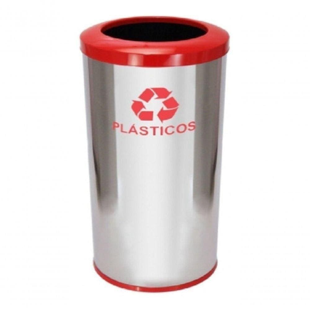 Lixeira Em Aço Inox Com Aro Pintado 22L