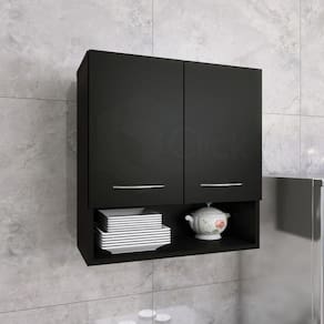 Gabinete Preto 2 Portas Para Quarto Otimizador De Espaço