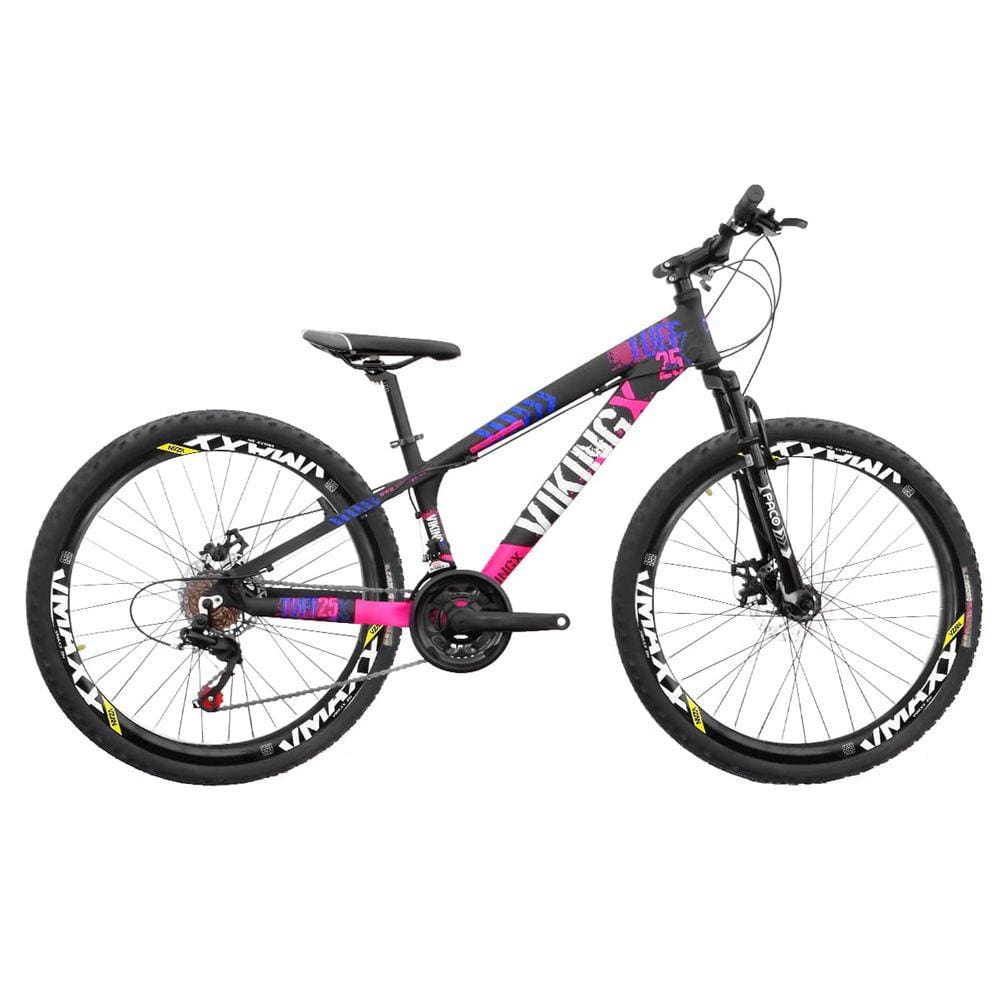 Bicicleta Aro 26 Viking Tuff X 25 Freeride Freio a Disco 21 Marchas Grupo Shimano Tourney Suspensão Dianteira