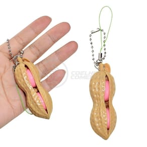 Chaveiro Amendoim Anti Stress Apertar Silicone Sensorial