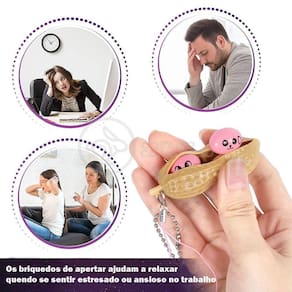 Chaveiro Amendoim Anti Stress Apertar Silicone Sensorial