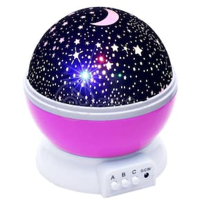 Luminária Projetor Estrelas Galáxia Céu Rotativa 360 Rosa