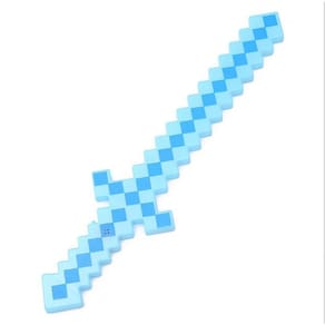 Brinquedo Espada Pixel 58Cm Diamante Som E Luz À Pilha Azul