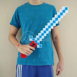 Espada Pixel 58Cm Diamante Som E Luz À Pilha Vermelho