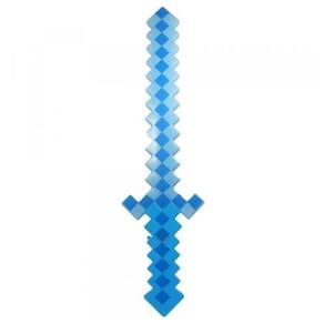 Brinquedo Espada Pixel 58Cm Diamante Som E Luz À Pilha Azul