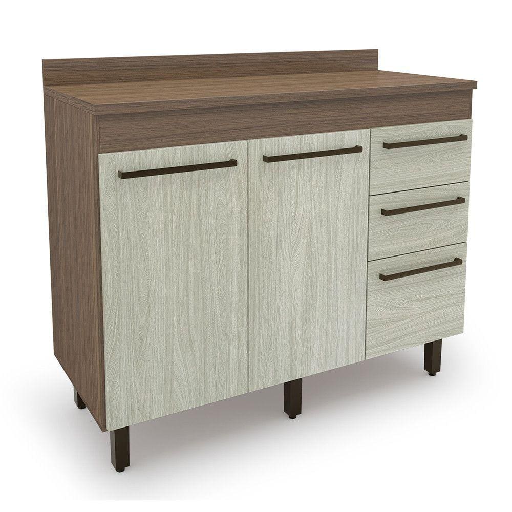 Balcao Evolution Plus 2 Portas 3 Gavetas Tannat/Legno Crema Batrol
