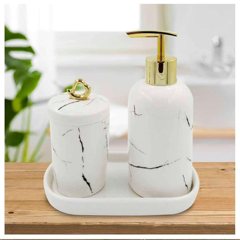 Jogo De Banheiro Mármore Porcelana 3 Peças