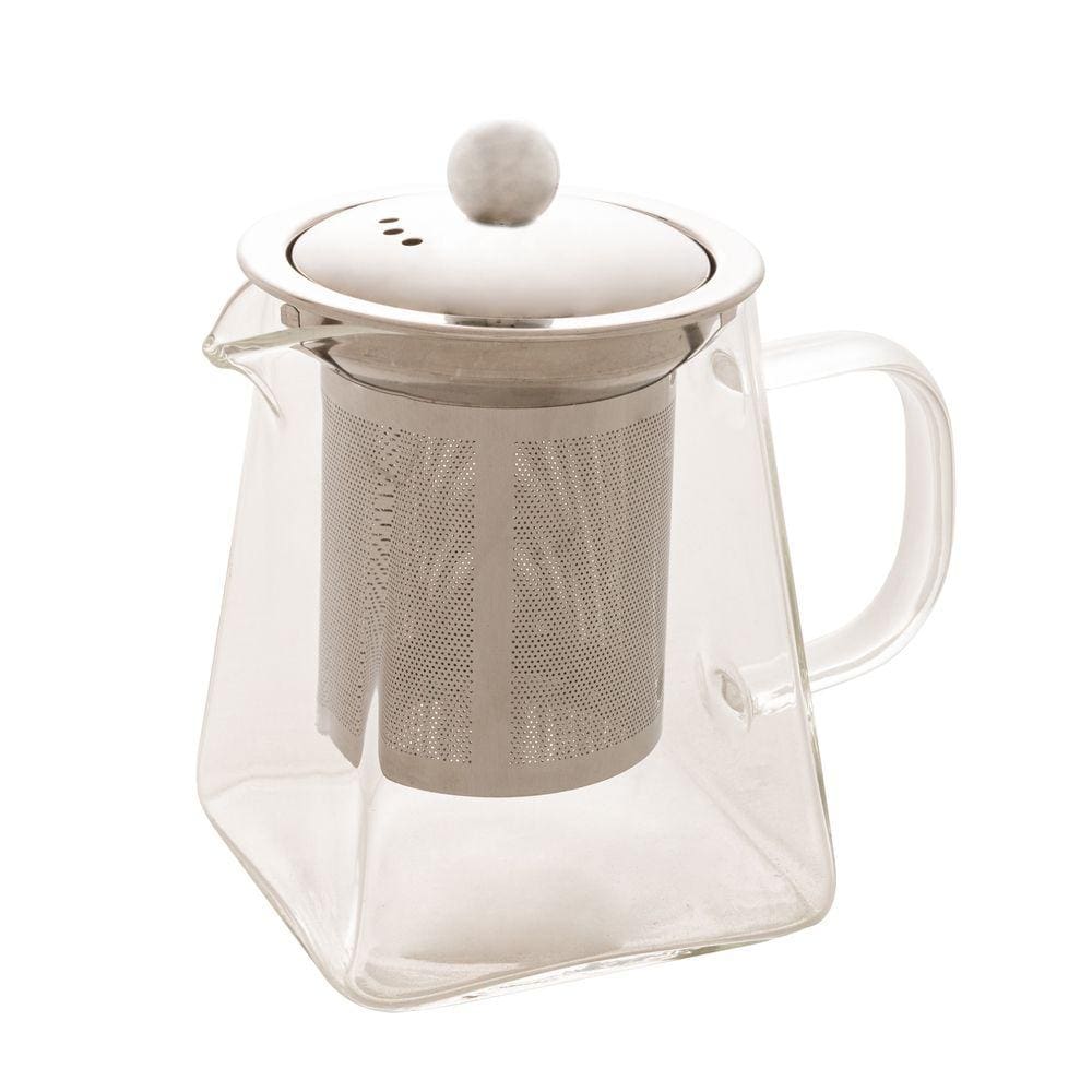 Chaleira de Vidro C/Infusor P/ Ervas e Tampa Aço Inox Square 550ml Lyor