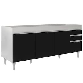 Balcão Gabinete Para Pia 180cm Sem Tampo Branco/preto