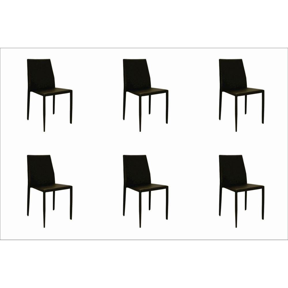 Kit 6 Cadeiras Revestimento PVC Amanda Rivatti Móveis Marrom
