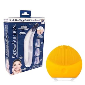 Kit 1 Aparelho Removedor De Cravos E Espinhas + 1 Esponja Elétrica Para Limpeza Facial Amarelo