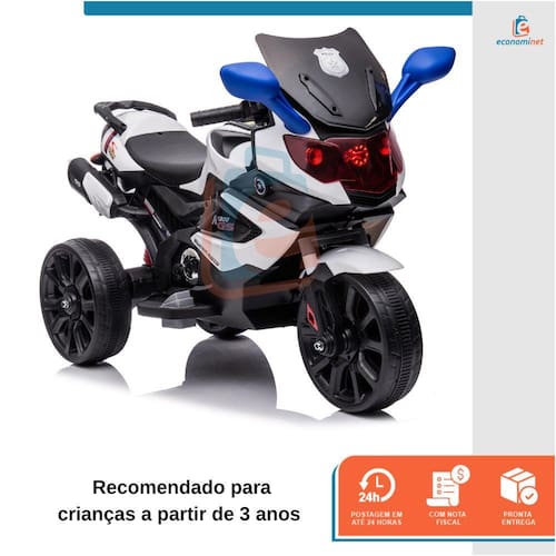 Mini Moto Elétrica Infantil Branca Triciclo Para Crianças Po - LCG