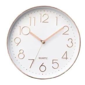 Relógio De Parede 30cm Branco E Rose Gold Design Minimalista