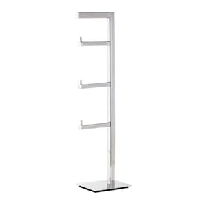 Papeleira Vertical Piso 3 Rolos 60cm Porta Papel Higiênico Banheiro Aço Inox Polido Brilhante Linha Larissa  LA9394