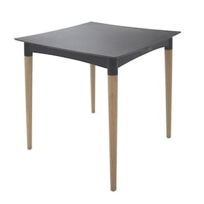 Mesa Plastica Diana Preta Com Pernas De Madeira