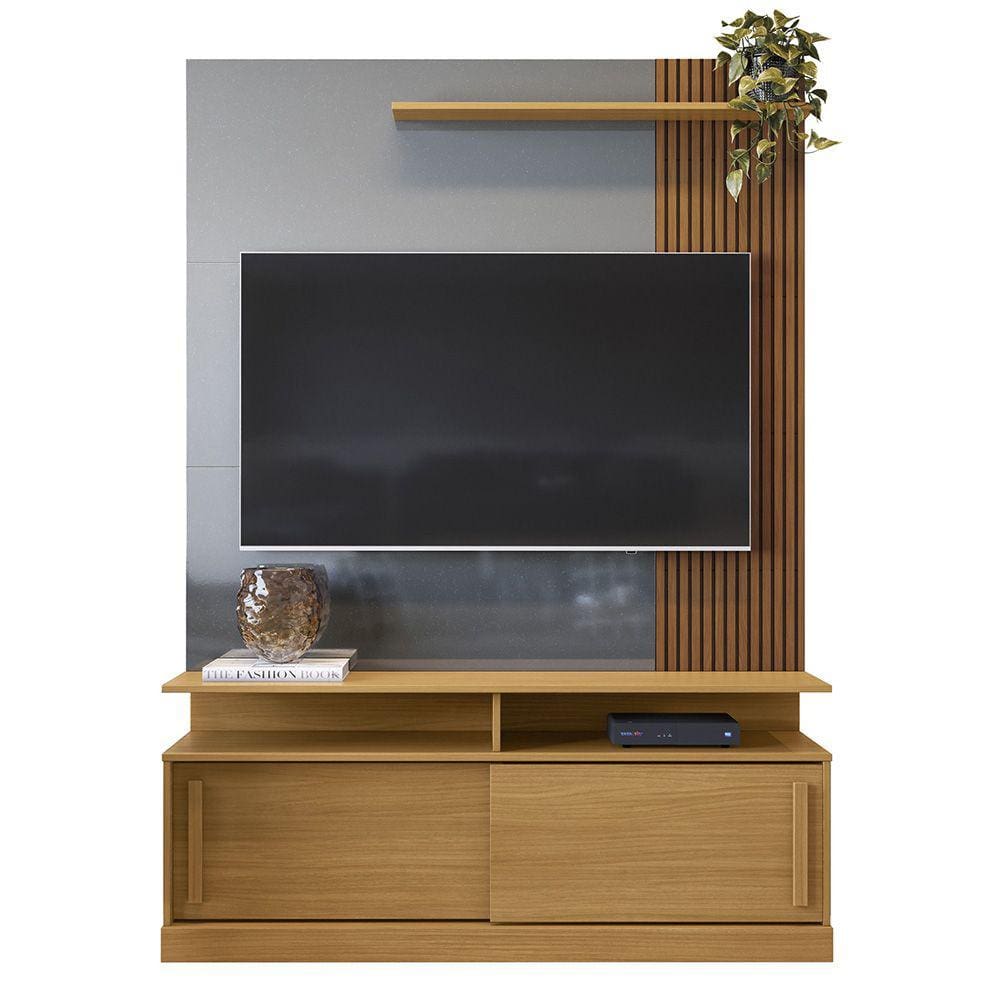 Home Chicago Com 2 Portas Para Tv 60 Polegadas Tauari/Cinza