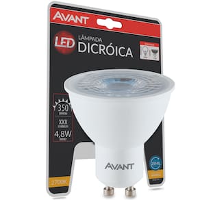 Lampada Led Dicroica 4,8w Gu10 Mr 16 Avant Branco Quente