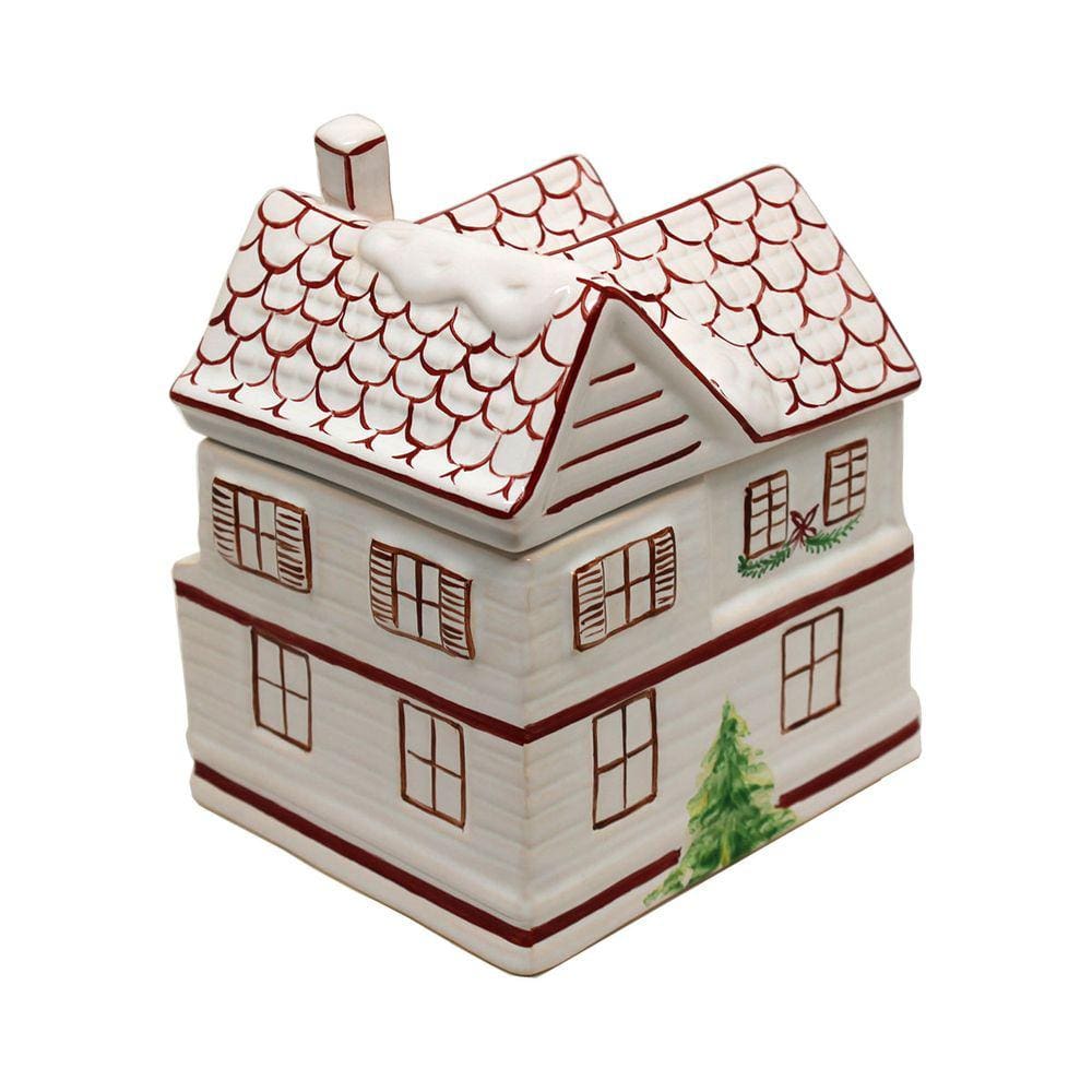 Casinha Decorativa de Cerâmica Natal Cenas Vip Branca