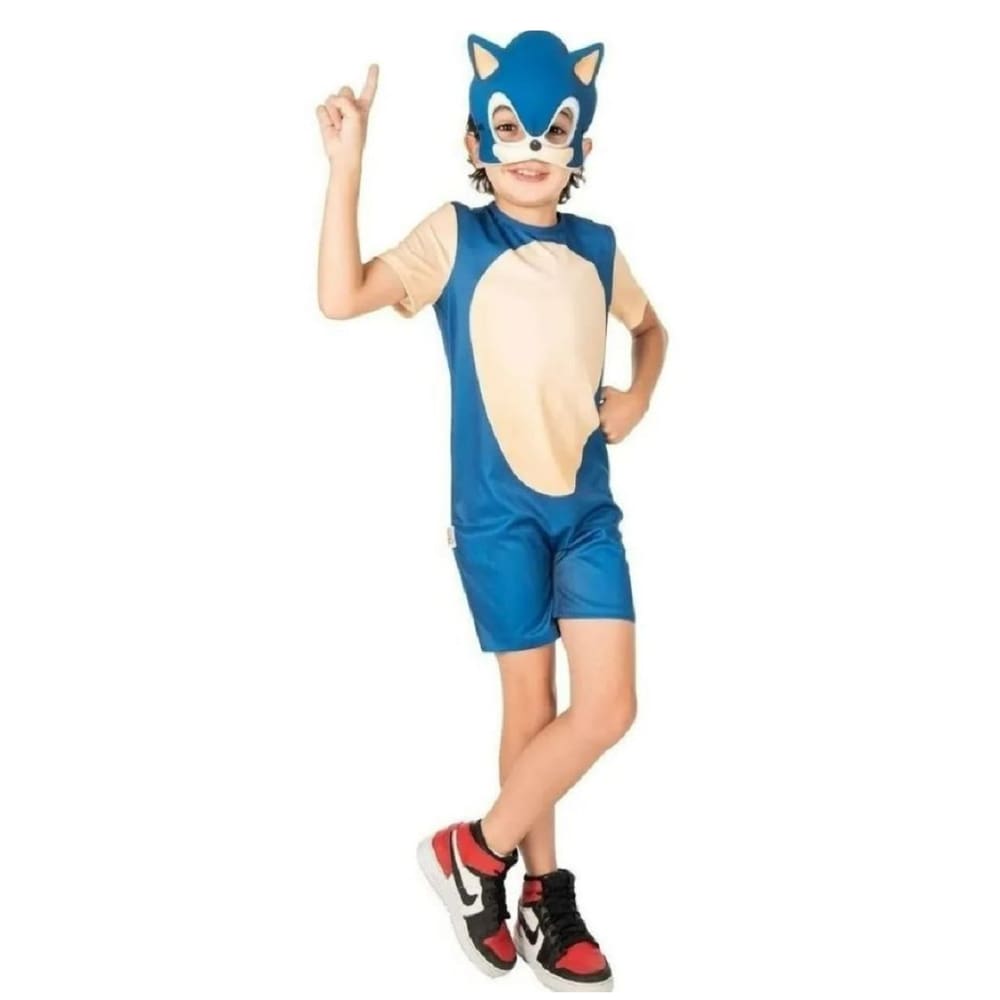 Fantasia Sonic Infantil Com Mascara