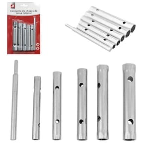 Jogo Chave Vela Caixa Tubular Com 5 Pecas + Barra Extensora