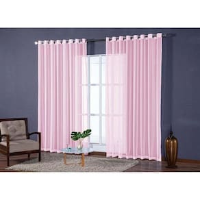 Cortina Para Sala Em Tecido Voal Liso Rose 4,00X2,50