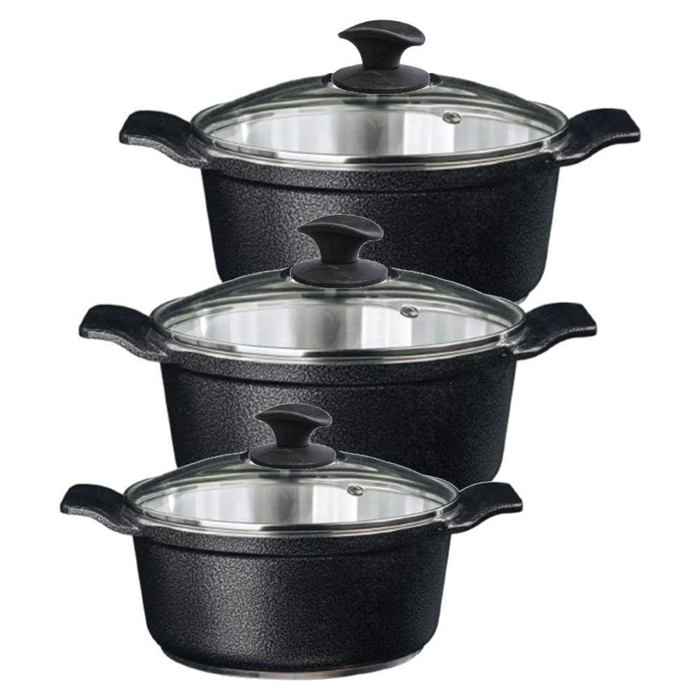 Jogo Panela Preto Craqueado Alumínio Usinado Javali Aa 26A30