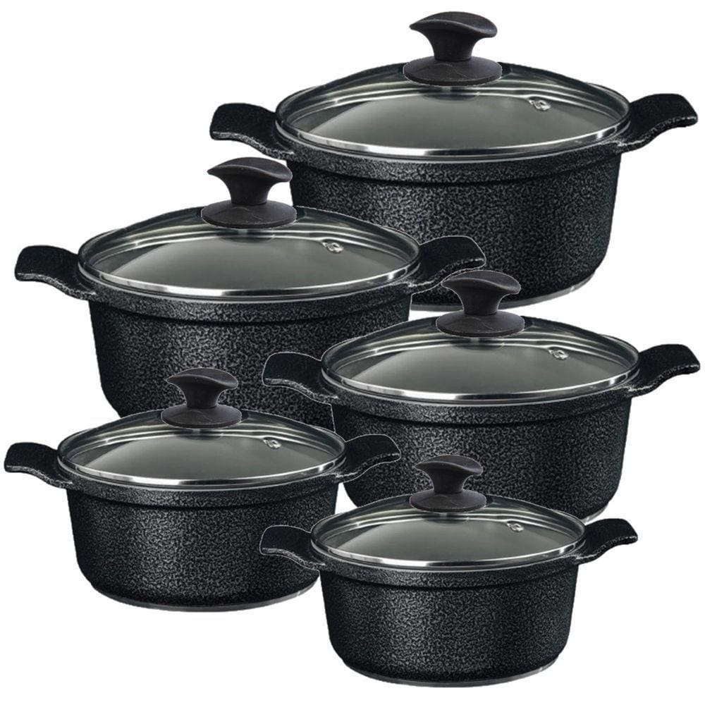 Jogo Panela Preto Craq Antiaderente Cerâmica Javali Aa 16A24